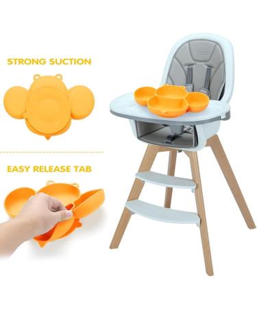 Vicloon Baby Suction Plate Set with Bendable Fork & Spoon - Yellow Bee | Non-Slip Silicone Divided Plate for Self Feeding | BPA-Free & FDA Approved | Dishwasher Safe - Buy Online on SooperMarket.com