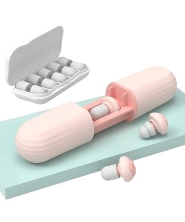 Earplugs for Sleep Noise Cancelling Earbuds Sleep Ear Muffs Reusable Ear Plugs Super Soft Silicone Ear Plug*1 Pairs Memory Foam Ear Plugs*5 Pairs for Sleep & Noise Sensitivity & Flights (Pink)