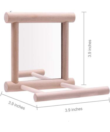HANZE Bird Mirror and Swing Set for Parrots - Wooden Toy for Macaws, Lovebirds, Cockatiels - 2 Pack - Buy Online on SooperMarket.com