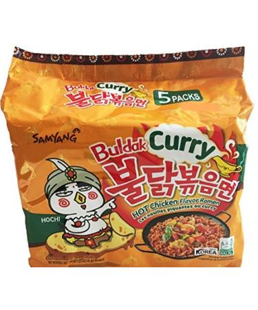 Samyang Fire Hot Curry Flavored Chicken Ramen Noodles Pack of 5, Korean Ramen Noodles Curry 4.94 Ounce (Pack of 5)