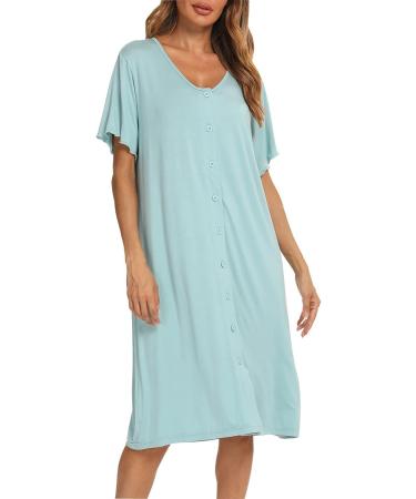 Jecarden Women's Short Sleeve Maternity Nightgown - Comfortable Modal Cotton Sleepwear in Green - Buy Online on SooperMarket.com