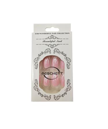 24PCs Flame Coffin Square Acrylic Press-On Nails | Pink Fire Glue-On Fingernails for Women & Girls | DIY Manicure Salon - Buy Online on SooperMarket.com