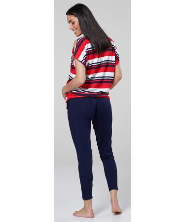 HAPPY MAMA Maternity Breastfeeding Lounge Set | Red Stripes/Navy | Size 10 - Buy Online on SooperMarket.com