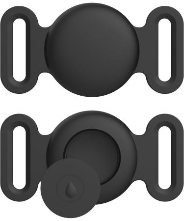 Vancle 2-Piece Airtag Dog Collar Case - Waterproof Silicone Protector for Pets | Black Small Dog & Cat Accessory - Buy Online on SooperMarket.com