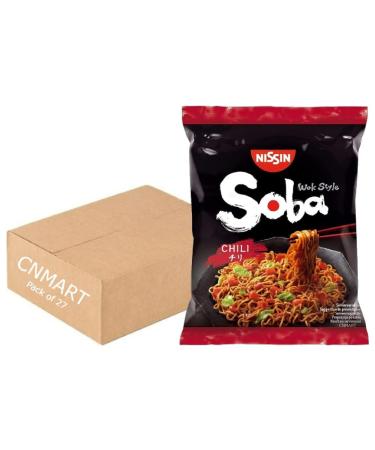 CNMART Nissin Soba Fried Instant Noodles Wok Style Chilli Flavour 111g (Pack of 27)