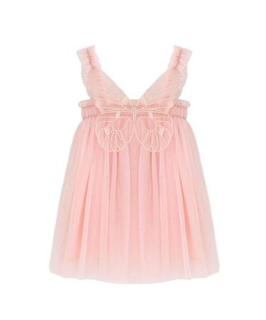 PythJooh Baby Girl Tulle Dress Toddler Girl Sleeveless Butterfly Wings Tutu Princess Dress Daisy Stars Sundresses for 0-4Years 12-18 Months Butterfly Wings Pink