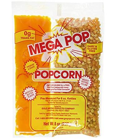 Gold Medal Mega Pop Popcorn Kit 8 oz produce "Butter like Flavored Popcorn" OU Kosher (12)