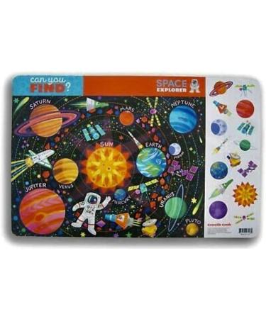 Crocodile Creek Space Explorer 2-Sided Placemat in Blue/Orange/Yellow/Green - Buy Online on SooperMarket.com