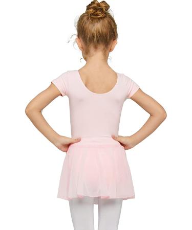 MdnMd Toddler Girls Ballet Leotard with Skirt | Short Sleeve Dance Dress Ballet Pink 4-5T - Buy Online on SooperMarket.com