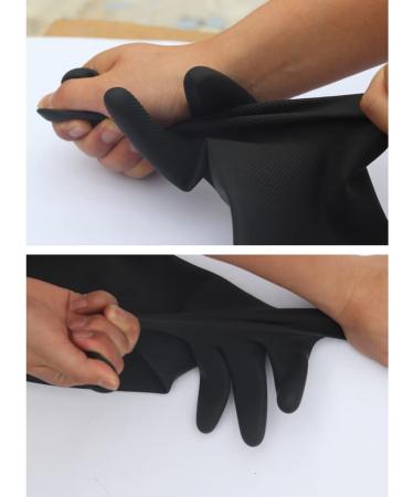Long Rubber Household Gloves | Reusable Cleaning & Washing Gloves | Black L for Garden Car Wash & Work - Buy Online on SooperMarket.com