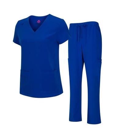 M&M SCRUBS Mens Scrub Set Medical Scrub Top and Pants X-Large Royal
