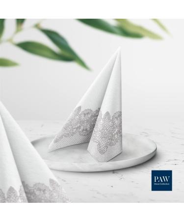 PAW 3-Layer Colorful Napkins (33x33 cm) - 20 Pieces for Communion Weddings Confirmations & Celebrations | Royal Lace Silver Design - Buy Online on SooperMarket.com