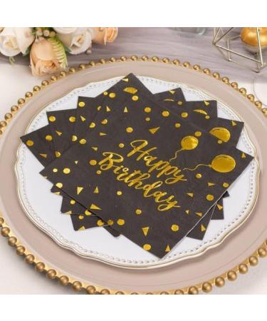 40 Black & Gold Birthday Napkins for Girls - 33x33cm Paper Party Decor - International Shipping - Buy Online on SooperMarket.com
