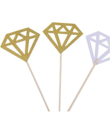Cupcake Toppers 50 Pack Gold Glitter Diamond Ring Donut Toppers Cupcake Picks for Bridal Shower Engagement Party Decorations - Buy Online on SooperMarket.com