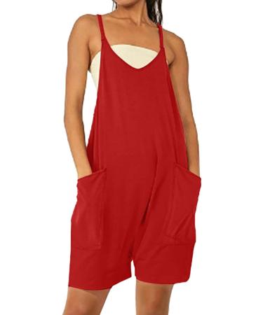 WILLBEST Women Dungarees Casual Loose Jumpsuit Long Sleeve Strap Oversized Bib Overalls Dressy Harem Wide Leg Long Pant Jumper 1753-oyvsw-3-red M - Buy Online on SooperMarket.com