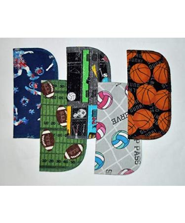 2 Ply Printed Flannel 8x8 Inches Little Wipes Set of 5 Sports Loving Fans