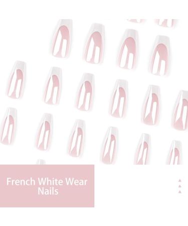 Ruarby 24x/Box Full Cover False Nails French Tip False Nails White French Press On Nails Artificial Nails Manicures Supplies - Buy Online on SooperMarket.com