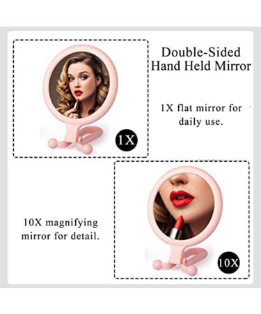 BLASHRD 10X Handheld Magnifier Double Sided Folding Makeup Mirror Portable Handheld Mirror with Adjustable Handle(Pink) - Buy Online on SooperMarket.com