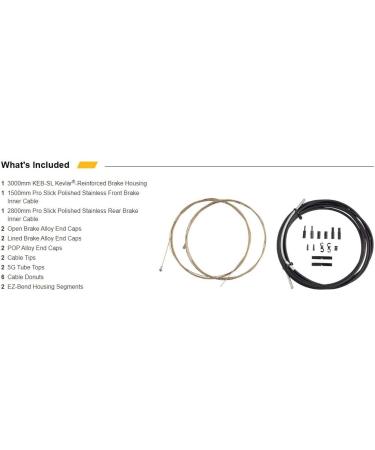 Jagwire Road Pro Brake DIY Cable Kit | Polished Stainless Steel Cables | SRAM/Shimano Compatible | 10 Color Options | Stealth Black - Buy Online on SooperMarket.com