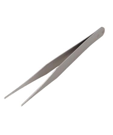(R) Stainless Steel Pointed Straight Tweezers 4 1/2" - Silver