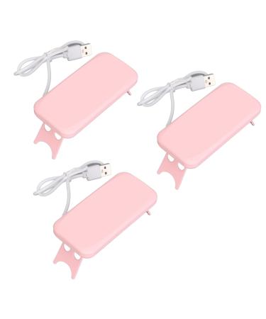 3Pcs Mini Nail Dryer Professional Nail Light Curing Gel LED Dryer Mouse Shape LED Nail Lamp Portable Nail Lamp Gel Polish Light for Nail Salon Home Travel (Roseate)