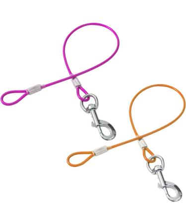 Mi Metty Chew Proof Dog Leash Extension Rope for Basic Walking Leash Long Training Leash Work with Any Leash & Collar & Harness Non-Tangle Connect Leash Orange+Purple 24 inch/60cm
