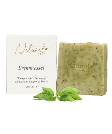 Natural cilt nettle soap - 100% natural soap - without questionable ingredients - certified - handmade - shower soap for all skin types - shower gel - natural food metics nettle 100.00 g (1 Pack)