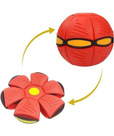 WACURRENTHYD New UFO Pet Flying Saucer Ball Portable Flying Toys Creative Fly Saucer Stomp Magic Balls Magic Frisbee Dog Toy Ball Fun Puppy Interactive Flying Flat Throw Disc Balls Toy (Red)