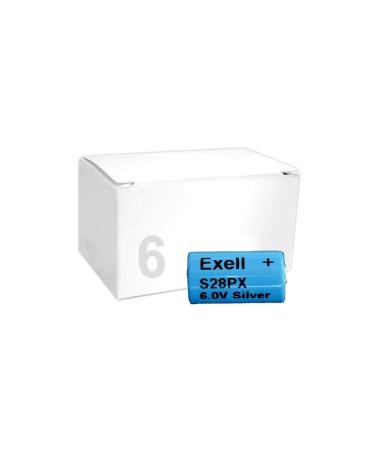 (6-Pack) Exell S28PX 6V Silver Oxide Battery 4SR44 V28PX PX28 544 KS28 RPX28 S1325S S1325 PX28-S 1406SOP RFA1611 RFA-16-11 4G13