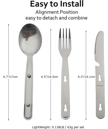 Camping Utensils Set for 4 - Stainless Steel 4-in-1 Cutlery with Bottle Opener & Carrying Bag | Portable Hiking Gear for Picnic, Travel, Backpacking - Buy Online on SooperMarket.com