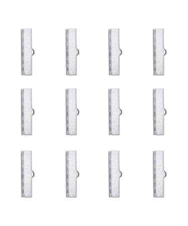 PH PandaHall 100pcs Stainless Steel Ribbon Ends Clamps Crimp End Cord Ends Clasp Bookmark Pinch for Earring Cord Crafts Jewelry Making 5.5x25x7mm