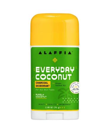 Alaffia EveryDay Coconut Charcoal Natural Deodorant - Activated Charcoal, Odor Protection and Soothing Support from Shea Butter and Aloe Vera, Without Aluminum, Sulfates, or Parabens, 2.65 Ounces