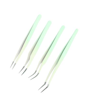 Saluaqui 4-Part Eyelash Sink Set - Stainless Steel Tweezers & Multifunctional Applicator Tools for False Eyelash Extensions | Perfect for Salon & Home Use (Green) - Buy Online on SooperMarket.com