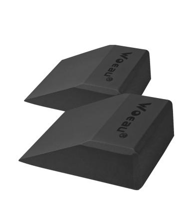 2 Pack Squat Wedge Blocks - Non Slip Professional Squat Ramp for Heel Elevated Squats Calf Raises Platform, for Men Women, Slant Board Trainer for Fitness, Squat, Pushup, Weightlifting, Yoga black