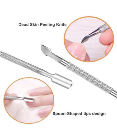 Stainless Steel Cuticle Pusher Remover Kit - 4Pcs Professional Manicure and Pedicure Tools - Buy Online on SooperMarket.com