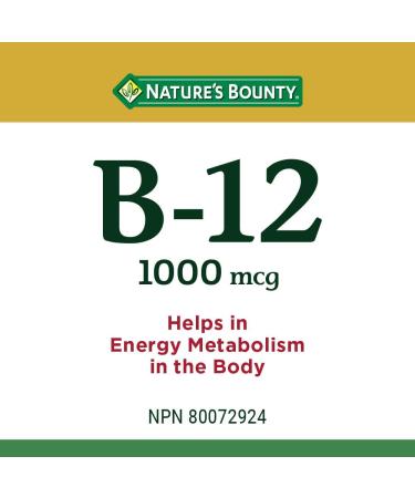Nature's Bounty Vitamin B12 1000mcg 100 Tablets Helps the Body Metabolize Carbohydrates Fats and Proteins Helps in Normal Immune System Function and to Metabolize Energy Multi-colored (Packaging May Vary) - Buy Online on SooperMarket.com
