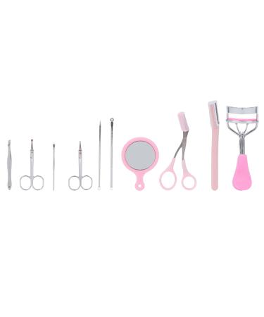 Eyebrow Grooming Kit  Comedones Extractor Tweezers Nose Hair Trimmer Eyelash Curler Eyebrow Comb Scissors Stainless Steel for Home Travel for Women