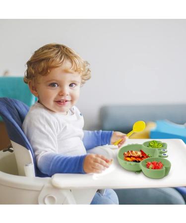 Vicloon Baby Suction Plate - Non Slip Silicone Toddler Plate for Self Feeding Training - Green Divided Plate for Highchairs Trays - Buy Online on SooperMarket.com