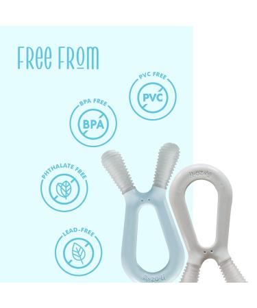 ZoLi Bunny Baby Molar Teether for Gum Relief | Mist Blue + Ash Grey (Pack of 2) | BPA-Free Teething Toy - Buy Online on SooperMarket.com