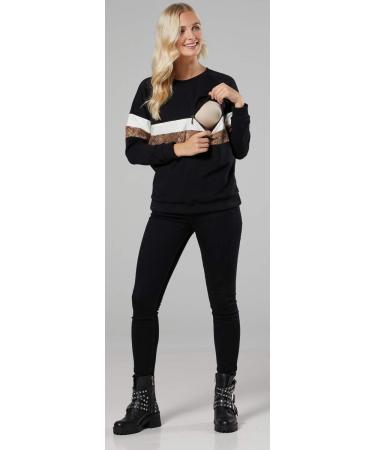 Happy Mama Women's Maternity Nursing Zipped Sweatshirt 1110 - Black & Anaconda Print - Size 14 - Buy Online on SooperMarket.com
