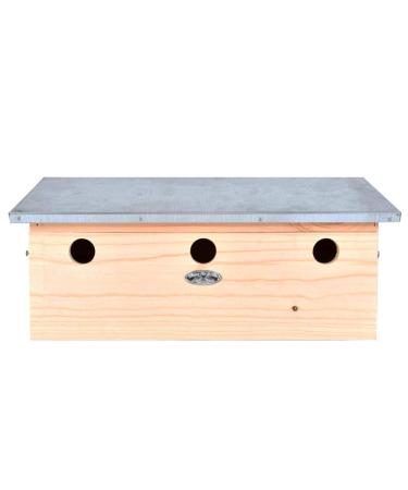 Esschert Design NK85 Horizontal Sparrow "Condo" Wood Birdhouse Metal Roof
