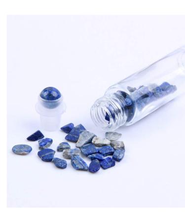 10 Pack 10ml Clear Glass Roller Bottles with Gemstone Roller Balls and Bamboo Lid - Healing Crystal Chips Inside - Buy Online on SooperMarket.com