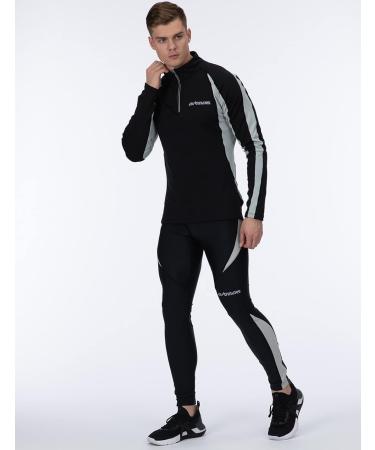 Airtracks Men's Long Running Pants - Functional Compression Tights Breathable & Reflective XL Black-Grey for Optimal Performance - Buy Online on SooperMarket.com