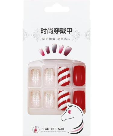 Christmas Snowflake Elk False Nails - Red Long Press On Tips (24pcs) for Women & Girls - Buy Online on SooperMarket.com