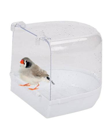 Bonaweite Bird Bath Box, Caged Parrot Bathing Tub, Parakeet Birdcage Accessory Supplies Bathroom for Small Canary Budgerigar Cockatiel Lovebird Budgies White