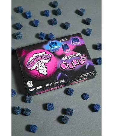 Warheads Galactic Mix Cubes Theatre Box (99g) | Rocket Raspberry Black Hole Cherry & Cosmic Punch | Tongue-Painting Galactic Blue | American Fruity Sour Candy Treat - Buy Online on SooperMarket.com