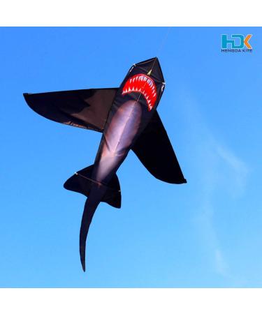 HENGDA Shark Kite - Easy to Assemble and Fly | for Kids and Adults | Beach, Park, Yard | 49x53in Black - Buy Online on SooperMarket.com