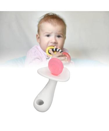 Silicone Baby Teether Stick for 6-12 Months | Easy-to-Clean Teething Toy in Candy Shape | BPA-Free (Pink White) - Buy Online on SooperMarket.com