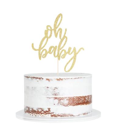 Golden Oh Baby Cake Topper, Baby Party Cake Decoration, Baby Baptism or New Baby Gender Reveal Party Cake Decoration.