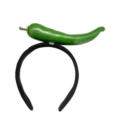 SKISUNO Chili Hair Hoop Headband Hair Accessories for Kids Chili Pepper Hat Chili Design Hair Hoop Fruit Man Elastic 1 count (Pack of 1) Green